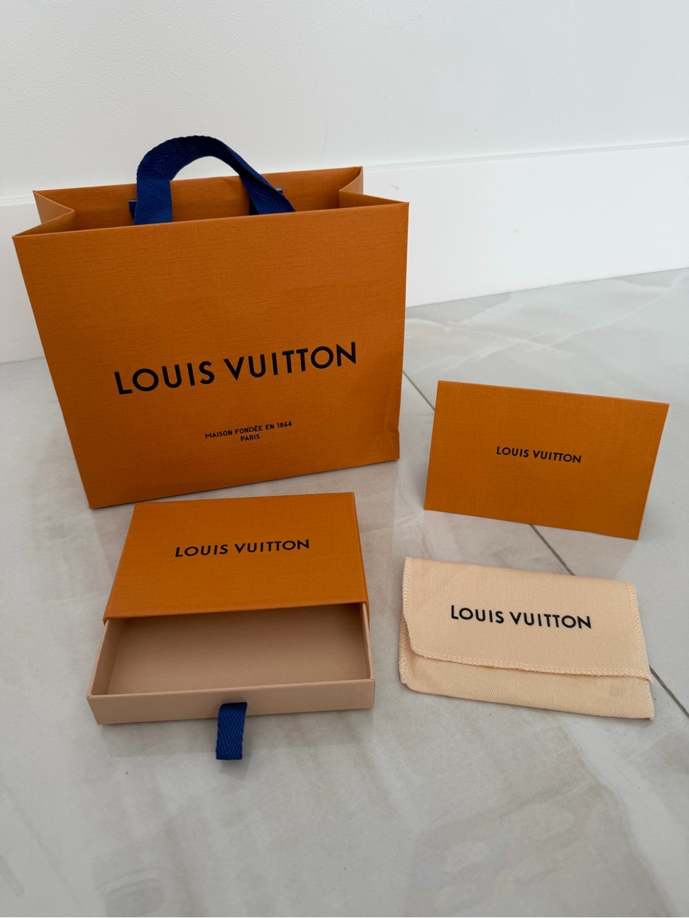 Louis Vuitton Shopping Bag Pull Out Drawer Box Jewelry Dust Bag & Receipt Holder